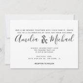 幾何モダン金ゴールドとブラックシンプル結婚 招待状 (正面)