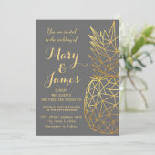 幾何モダン金ゴールドパイナップル結婚ズデザイン 招待状 (スタンド正面)