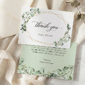 幾何モダン金ゴールドフレームユーカリ結婚ズ サンキューカード