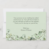 幾何モダン金ゴールドフレームユーカリ結婚ズ サンキューカード (裏面)