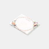 幾何モダン金ゴールドフレーム水色フローラ ポストイット (アングル)