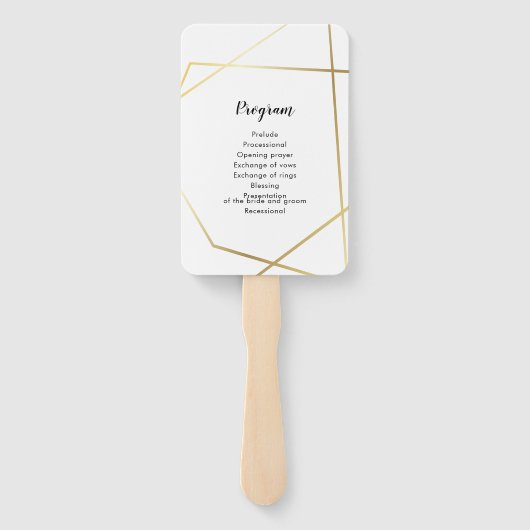 幾何モダン金ゴールドフレーム結婚式 ハンドファン (裏面)