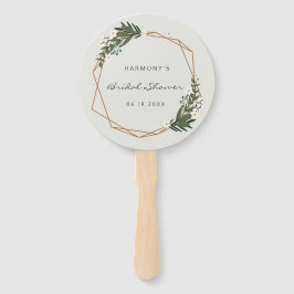 幾何モダン金ゴールドフレーム緑ブライダルシャワー ハンドファン