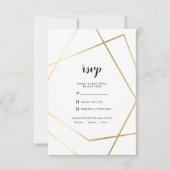 幾何モダン金ゴールド結婚フレームの食事の選択 出欠カード (正面)