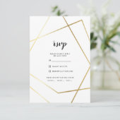 幾何モダン金ゴールド結婚フレームの食事の選択 出欠カード (スタンド正面)