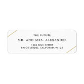 幾何モダン金ゴールド線結婚の差出人住所 ラベル (正面)