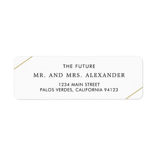 幾何モダン金ゴールド線結婚の差出人住所 ラベル (正面)