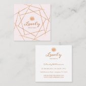 幾何モダン銅およびフローラバラ結婚 スクエア名刺 (正面/裏面)