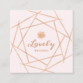 幾何モダン銅およびフローラバラ結婚 スクエア名刺 (正面)