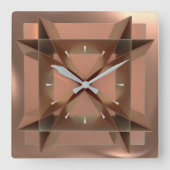 幾何モダン銅色角壁時計 スクエア壁時計 (正面)