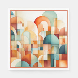 幾何モダン錆ターコイズピーチティール（緑がかった色） スタンダードランチョンナプキン