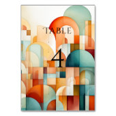 幾何モダン錆ターコイズピーチティール(緑がかった色) テーブルナンバー (正面)