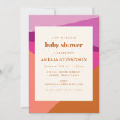 幾何モダン錆薄紫コーラルベビーシャワー 招待状 (正面)