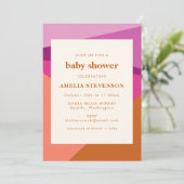 幾何モダン錆薄紫コーラルベビーシャワー 招待状 (スタンド正面)