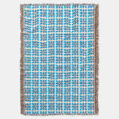 幾何モダン青SEA正方形パターン スローブランケット (正面縦)