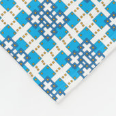幾何モダン青SEA正方形パターン フリースブランケット (角)