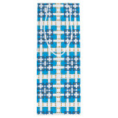 幾何モダン青SEA正方形パターン ワインギフトバッグ (裏面)