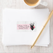 幾何モダン鹿&シャビーバラ素朴木材 ラベル (インサイチュ)