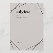 幾何モダン |グレー結婚ズ アドバイスカード (正面)