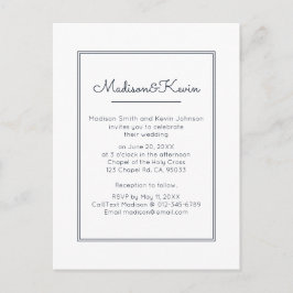 幾何モダン |シンプル青結婚色 ポストカード