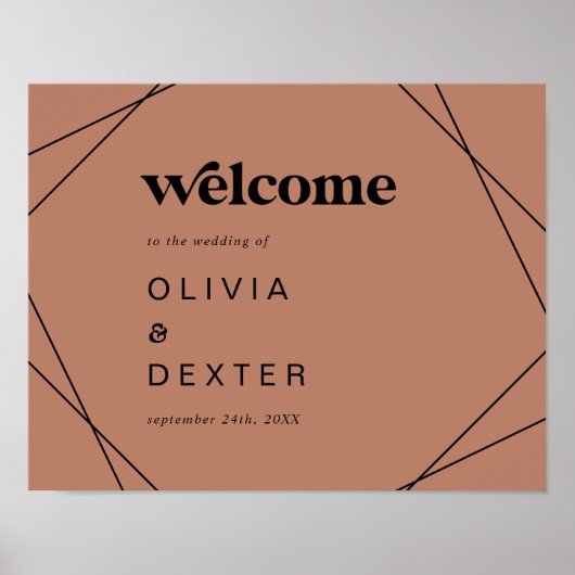 幾何モダン |銅結婚の歓迎 ポスター (正面)