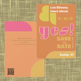 幾何モダンyes!日付を保存する燃えたオレンジ セーブザデート