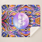 幾何モノグラムのアートデコ鮮やかなパターン シェルパブランケット (正面(横))