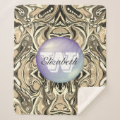 幾何モノグラムのアートデコ鮮やかなパターン シェルパブランケット (正面)