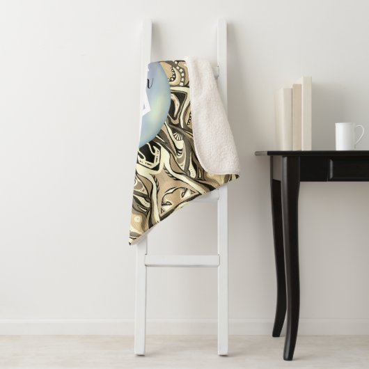 幾何モノグラムのアートデコ鮮やかなパターン シェルパブランケット (インサイチュ)