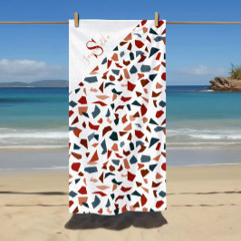 幾何モノグラムのパターン ビーチタオル