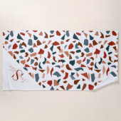 幾何モノグラムのパターン ビーチタオル (正面)