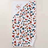 幾何モノグラムのパターン ビーチタオル (正面)