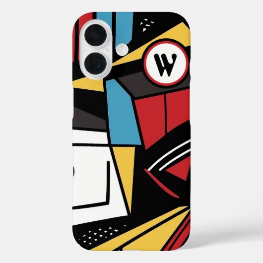 幾何モノグラムのモダン抽象芸術 Case-Mate iPhoneケース (裏面)