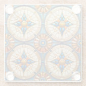 幾何モロッコタイルパターン#2ティール(緑がかった色)金ゴールドID1077 ガラスコースター (裏面)