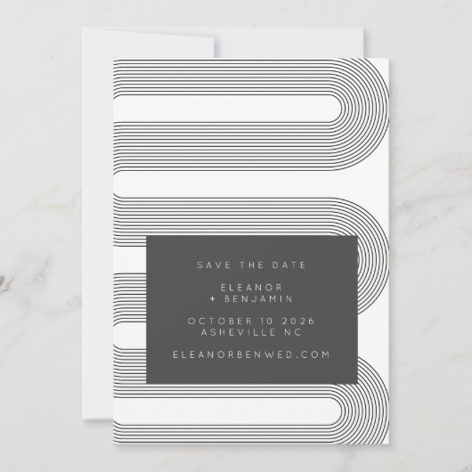 幾何ユニークはっきりした白黒クラス結婚ズ セーブザデート (正面)