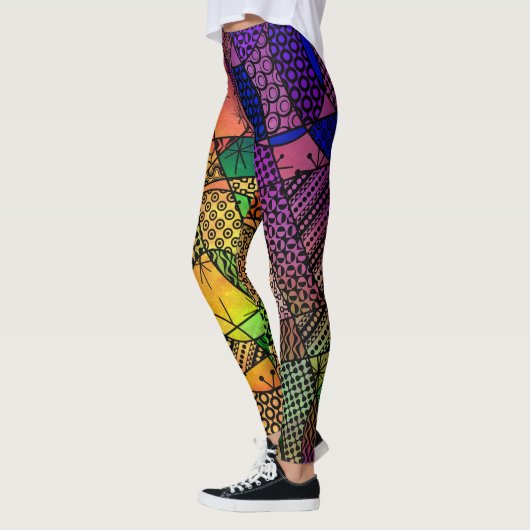 幾何ユニークカラフル抽象芸術熱狂する, クール レギンス (左)