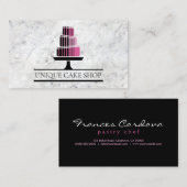幾何ユニークモダン重ケーキ大理石ベーカリー 名刺 (正面/裏面)