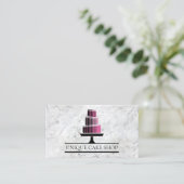 幾何ユニークモダン重ケーキ大理石ベーカリー 名刺 (スタンド正面)