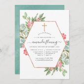 幾何ユーカリプスクリスマスバプテスマ/《キリスト教》洗礼式や命名式 招待状 (正面/裏面)