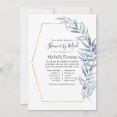 幾何ユーカリベビー又はブライダルシャワーバイメール 招待状 (正面)