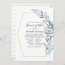 幾何ユーカリベビー又はブライダルシャワーバイメール 招待状