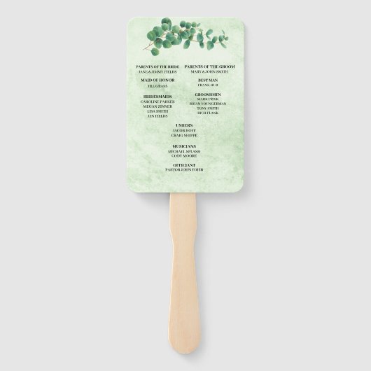 幾何ユーカリ葉結婚式 プログラム ハンドファン (裏面)