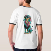 幾何ライオンのステンドグラスTシャツ Tシャツ (裏面フル)
