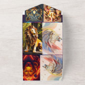 幾何ライオンヘッドプリズムデザイン- Mesmerizing T-S オールインワン招待状 (外側)