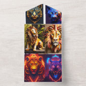 幾何ライオンヘッドプリズムデザイン- Mesmerizing T-S オールインワン招待状 (内側)