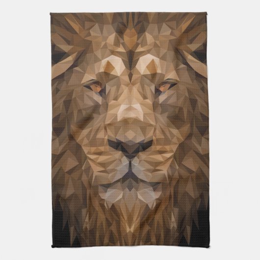 幾何ライオンポートレート キッチンタオル (縦)