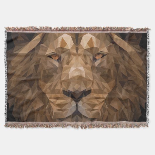 幾何ライオンポートレート スローブランケット (正面)