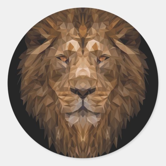 幾何ライオンポートレート ラウンドシール (正面)