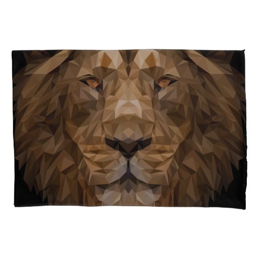 幾何ライオンポートレート 枕カバー (正面)