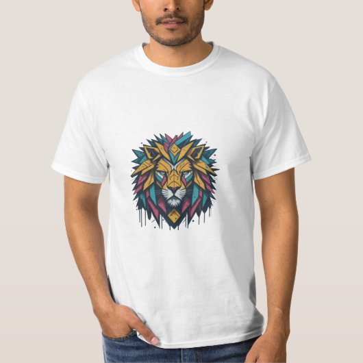幾何ライオンTシャツデザイン Tシャツ (正面)